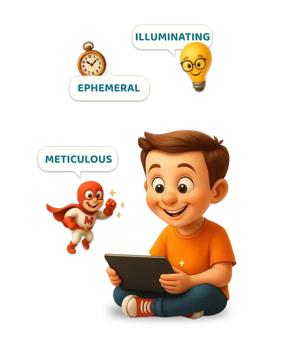 superhero watch lightbulb and boy on tablet