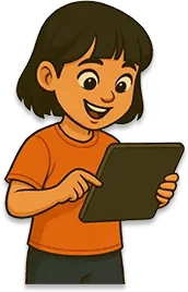 child playing games on VocabCartoons on a tablet